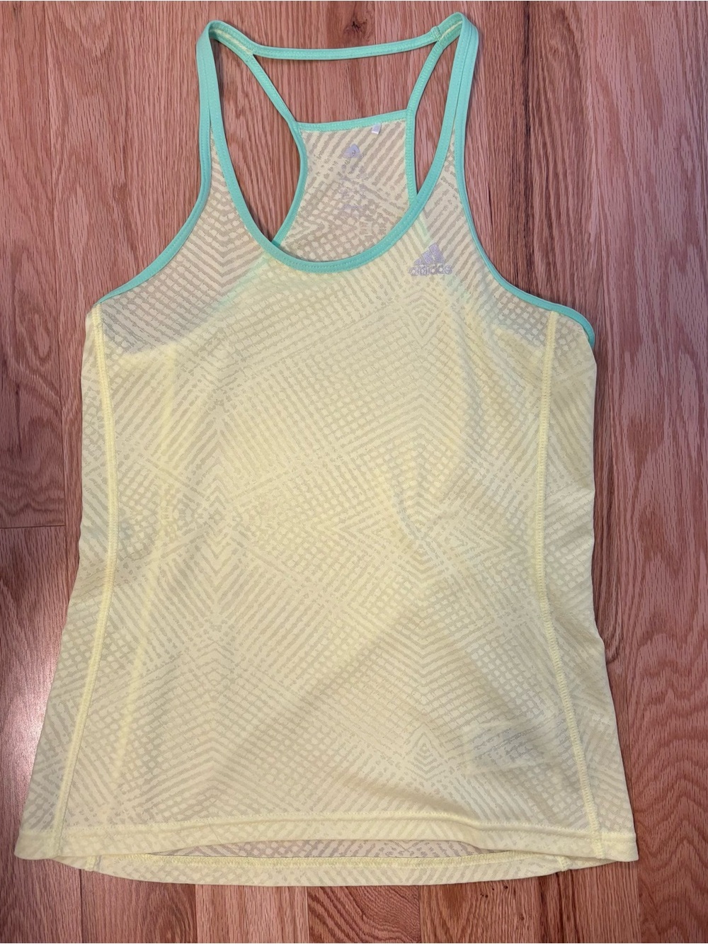 adidas 🏃‍♀️ Women's Bright Yellow Racerback Tank with Green Trim - US M